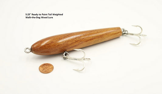 5.25" inch Surface Walker | Tail Weighted Musky & Surf Fishing Wood lure Kit