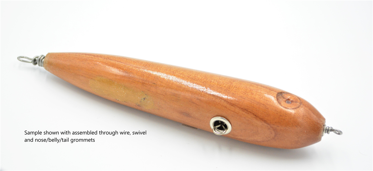 Ready to Paint | Large 6.0" inch Tail Weighted Musky & Surf Fishing Wood lure kit | with through hole / belly holes