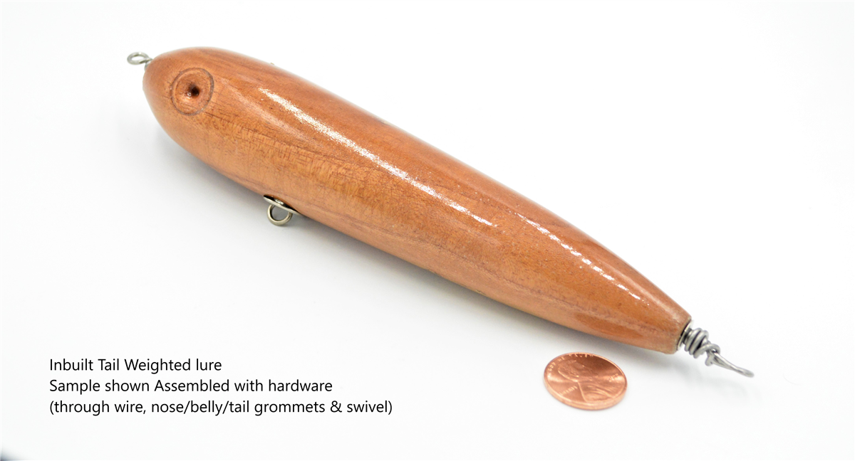 Ready to Paint | Large 6.0" inch Tail Weighted Musky & Surf Fishing Wood lure kit | with through hole / belly holes