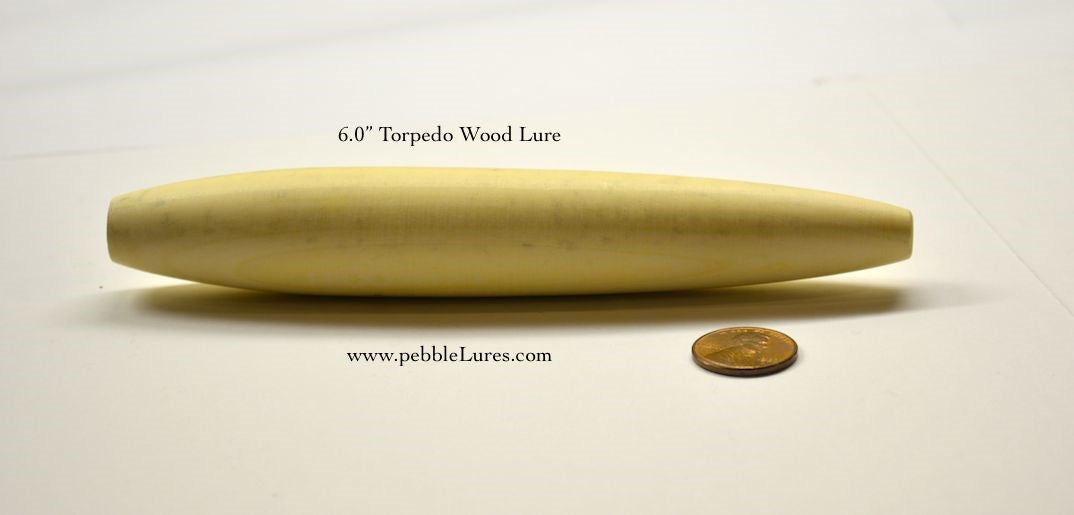 6.0" Torpedo Turned Wood Lure Blank | Optional through hole