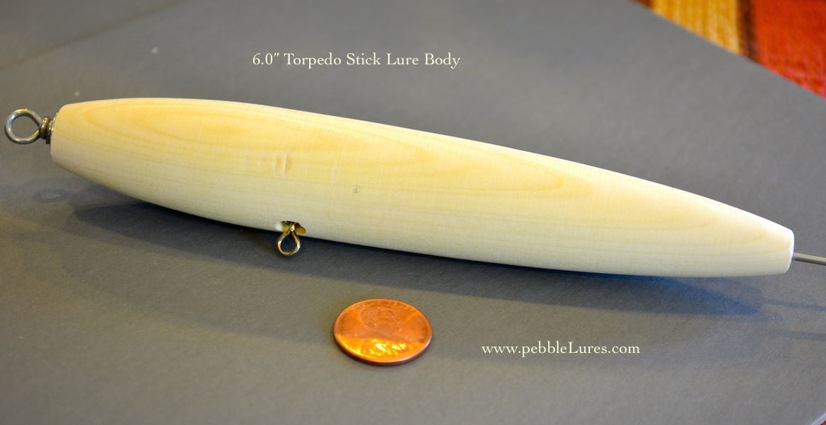 6.0" Torpedo Turned Wood Lure Blank | Optional through hole